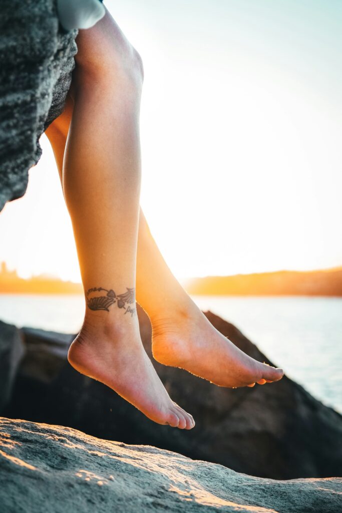 Delicate anklet style tattoo on the ankle