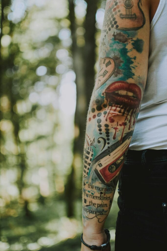 Color forearm half sleeve with traditional imagery