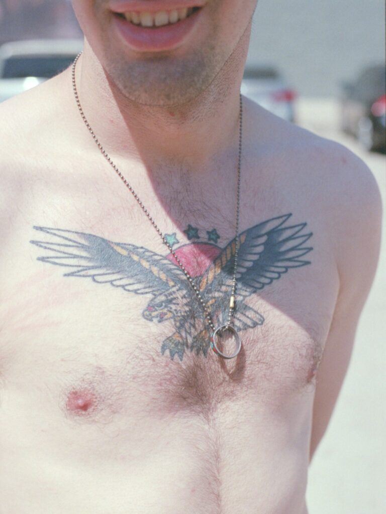 American traditional eagle tattoo on the chest