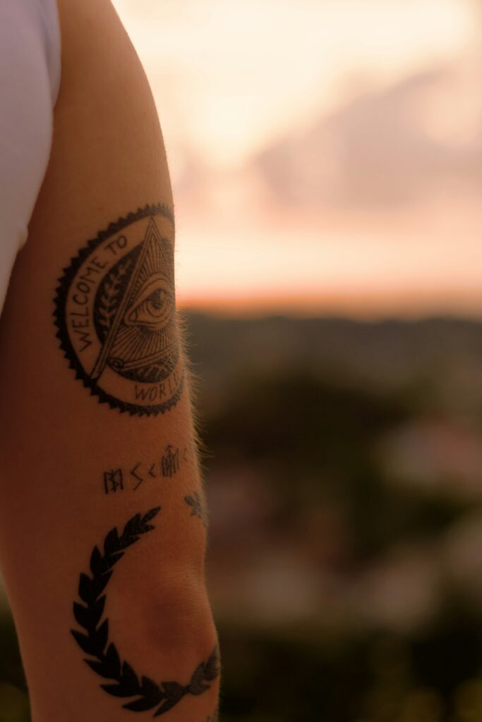 Geometric design tattoo on the forearm