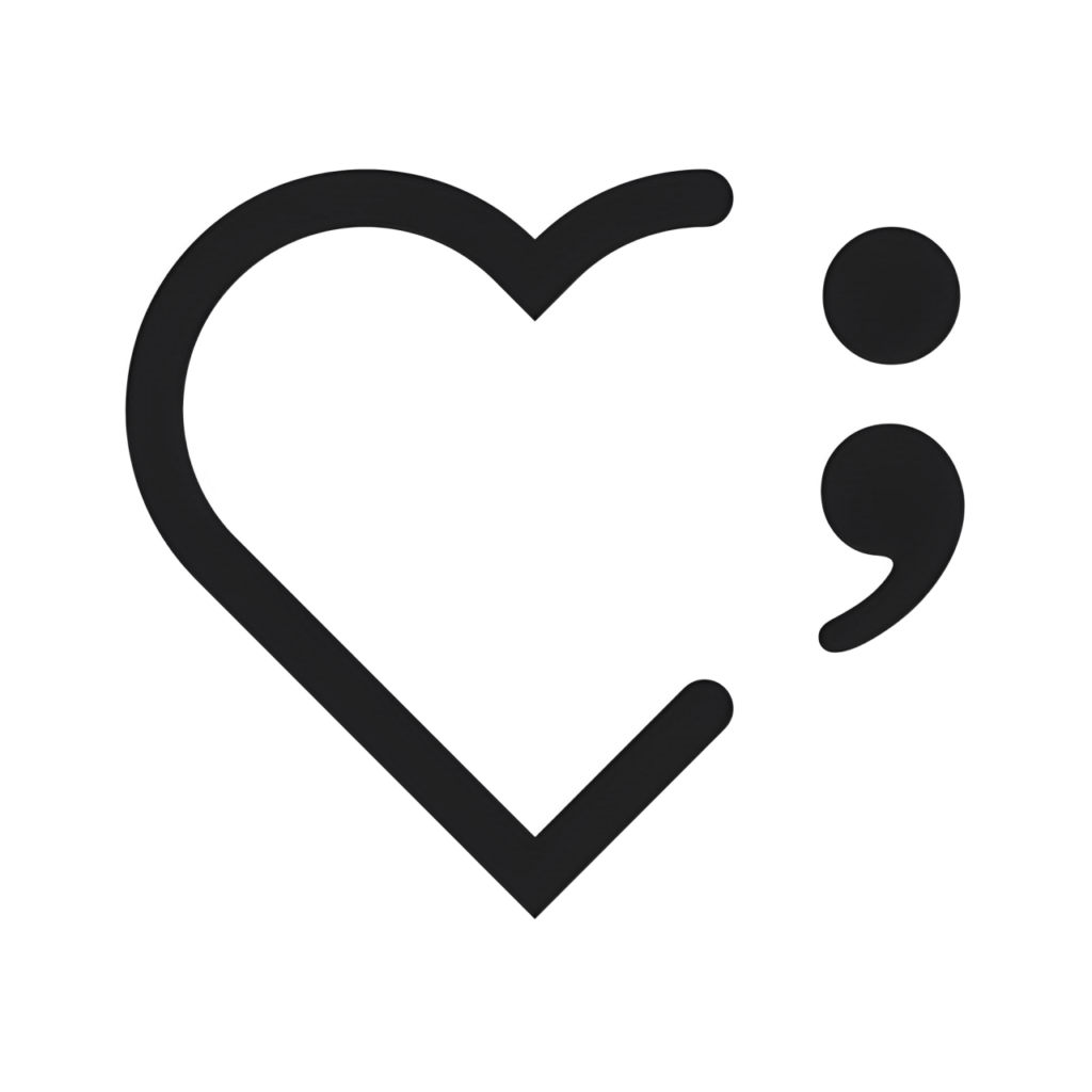 Heart outline with a semicolon tattoo design