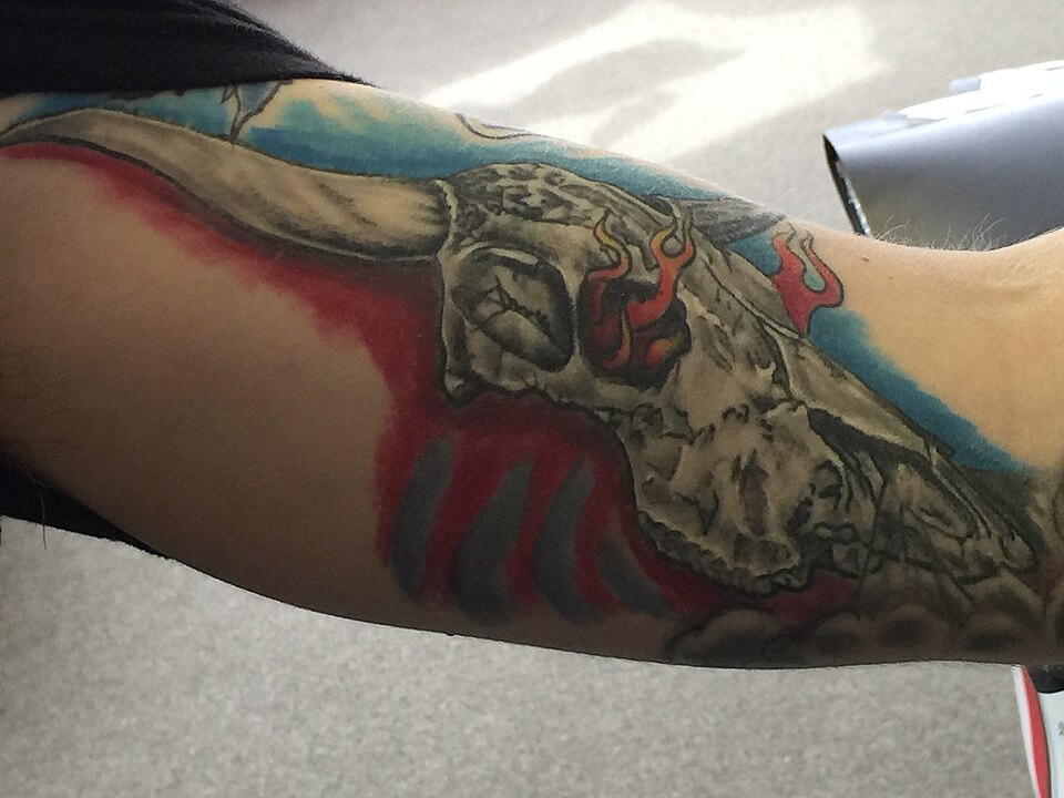Longhorn cattle skull tattoo