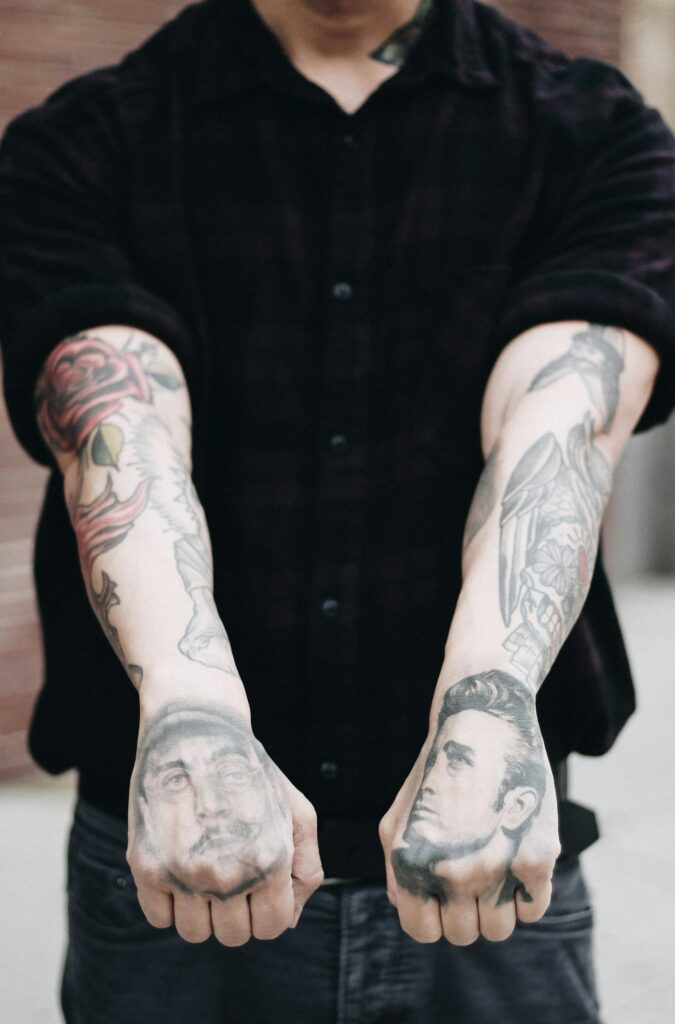 Matching forearm half sleeves on both arms
