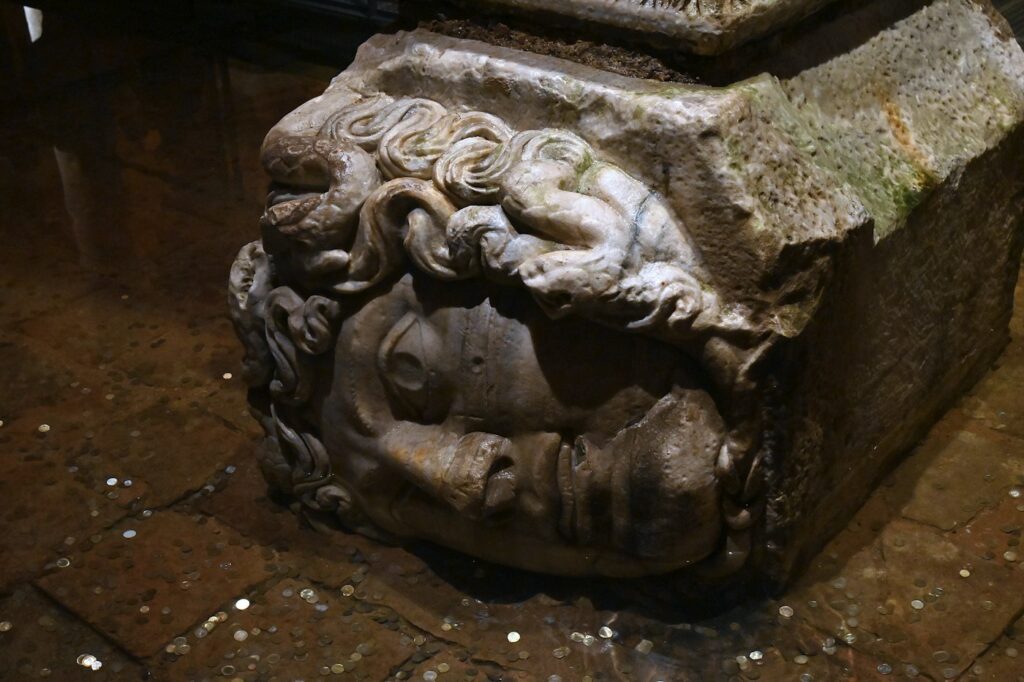 Stone relief of Medusa, a classic design reference