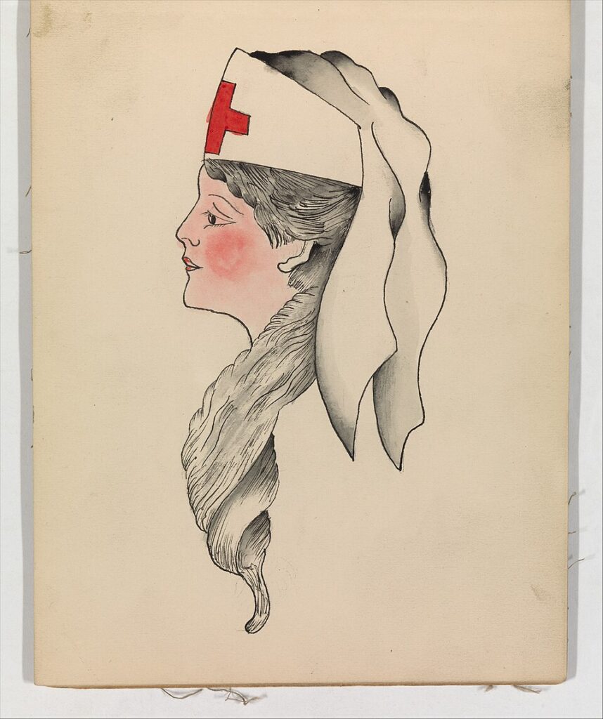 Vintage tattoo flash of an army nurse