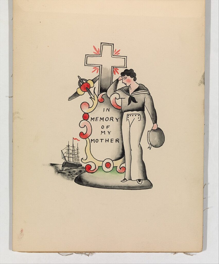 Vintage tattoo flash reading In Memory of My Mother
