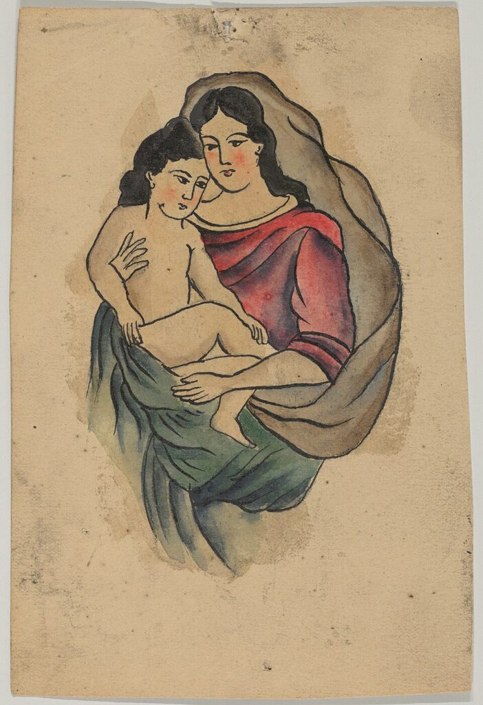 Vintage tattoo flash of the Madonna and Child
