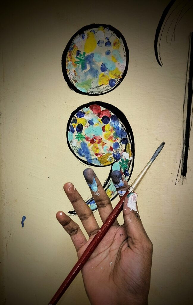 Colorful mosaic semicolon painting as tattoo inspiration