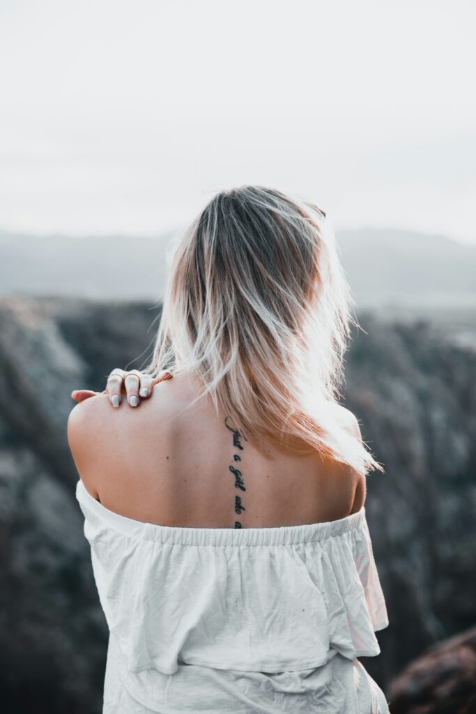 Spine tattoo on a woman's back