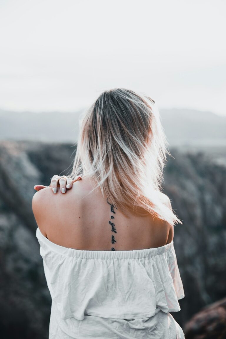 Spine tattoo on a woman's back
