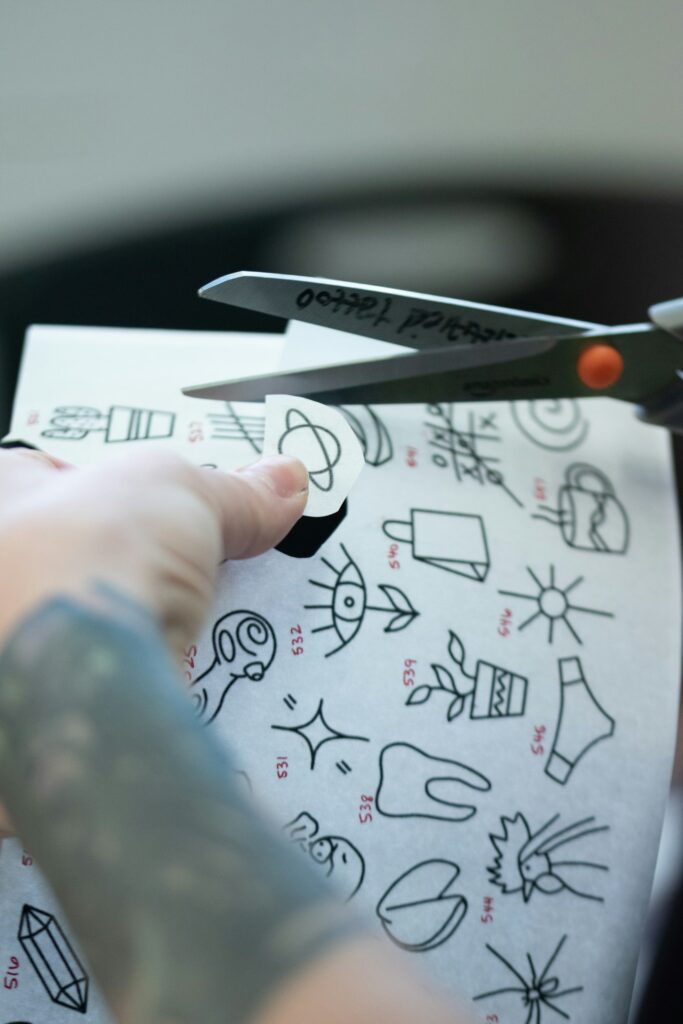 Tattoo stencil drawings on paper