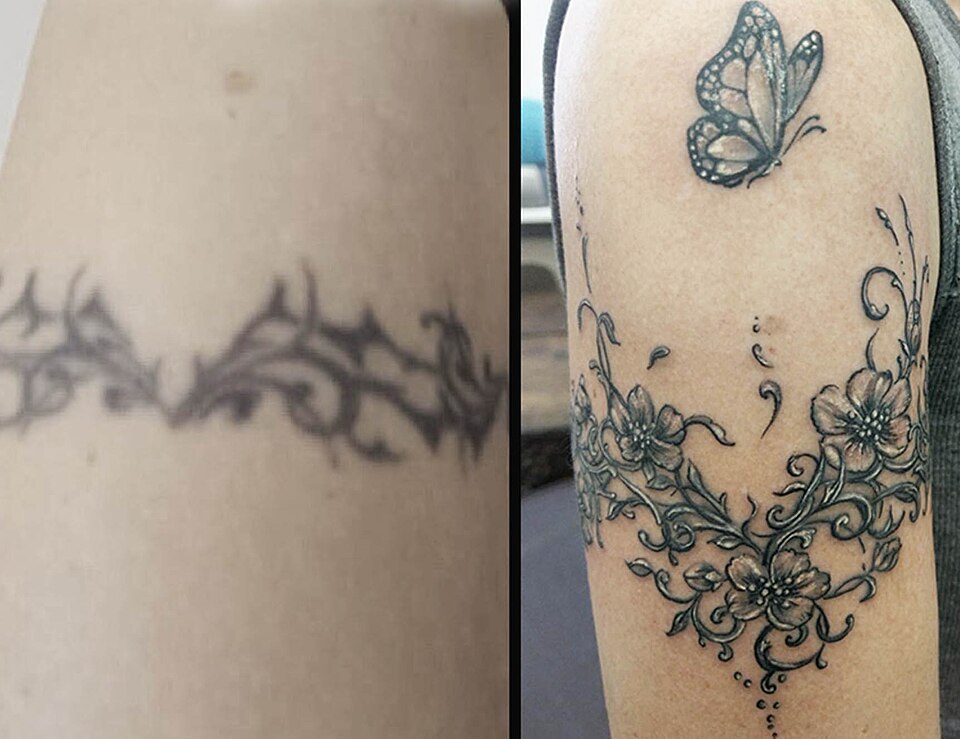 Floral Lace and Butterfly Over a Tribal Armband