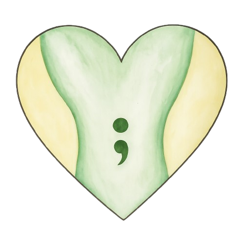 Watercolor heart with a semicolon tattoo design