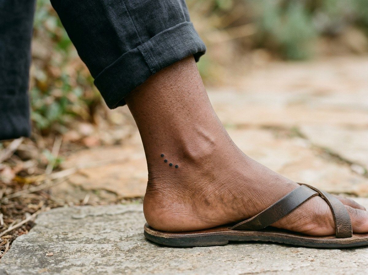 3 dot tattoo meaning: ankle dots on the ankle