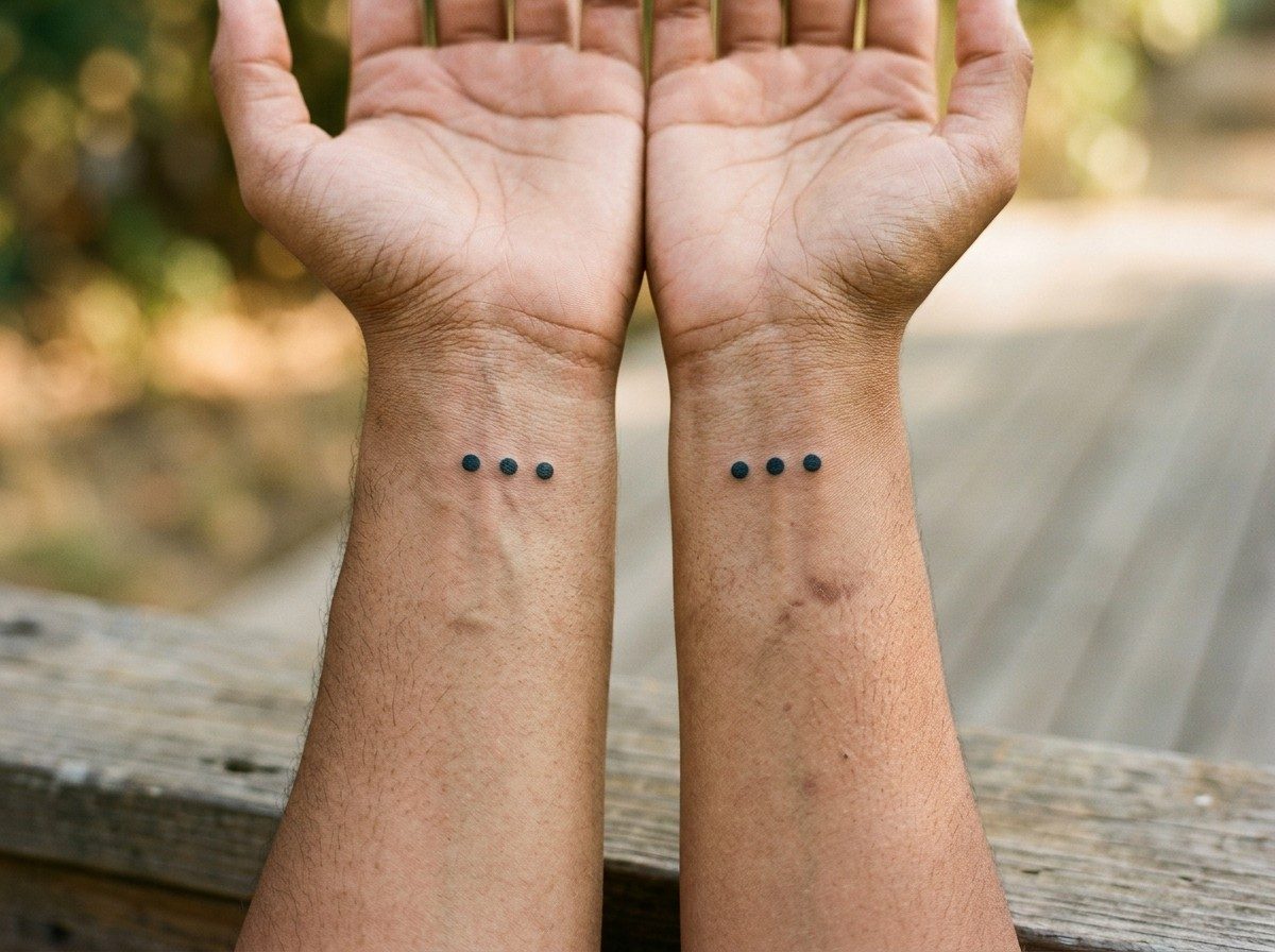 3 dot tattoo meaning: matching three dots on the wrists side by side