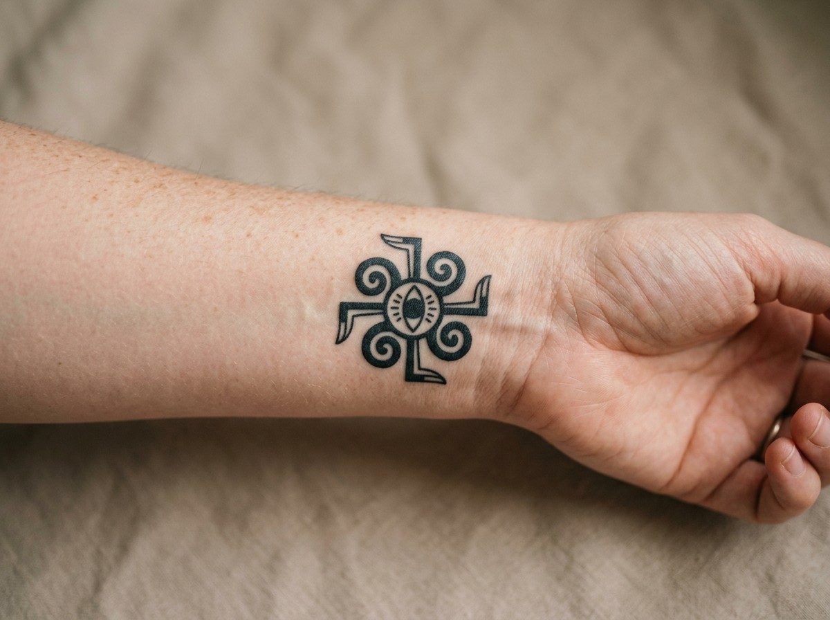 Aztec tattoo ideas: ollin symbol on the inner wrist