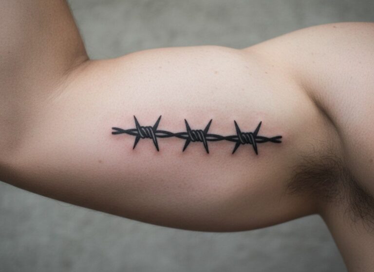 Barbed wire tattoo: classic armband on the upper arm
