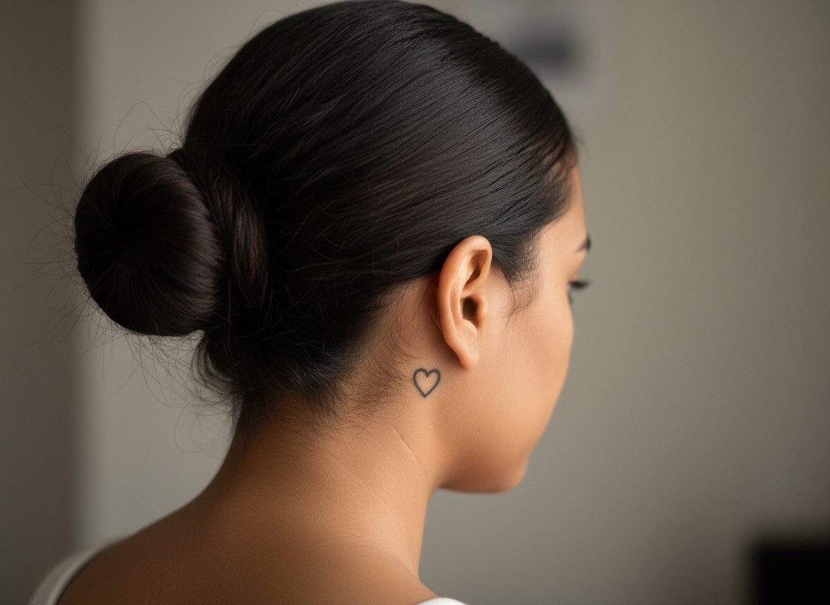 Tiny heart tattoo behind the ear