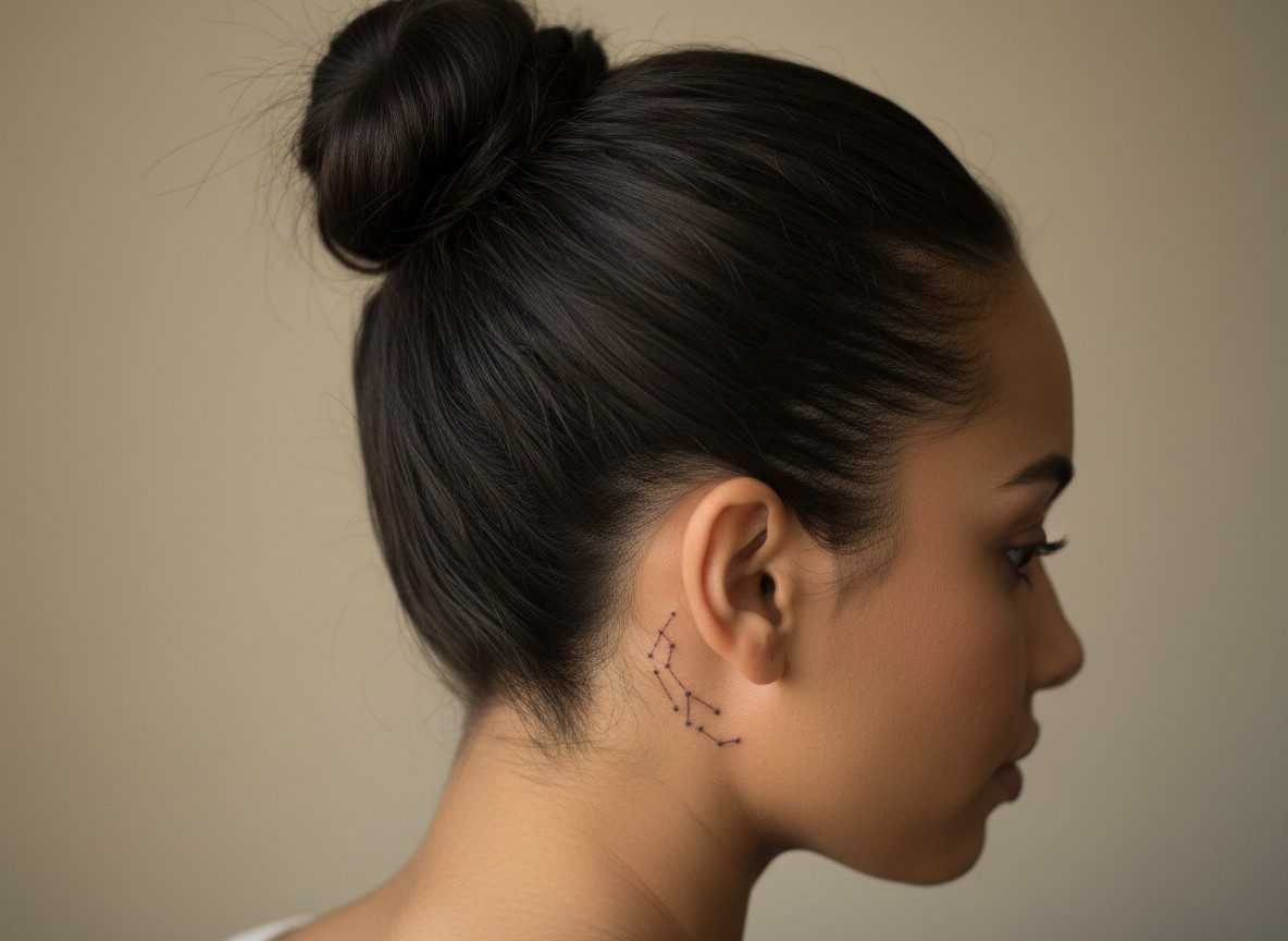 Star constellation tattoo behind the ear
