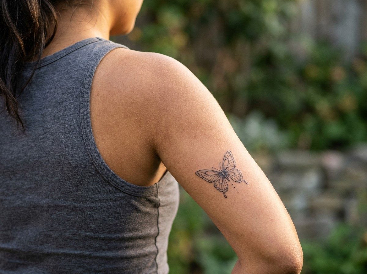 Butterfly arm tattoo: butterfly on the back of the arm on the back of the upper arm
