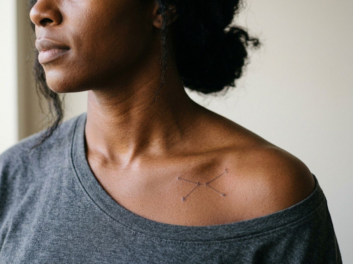 Cancer zodiac tattoo: cancer constellation on the collarbone