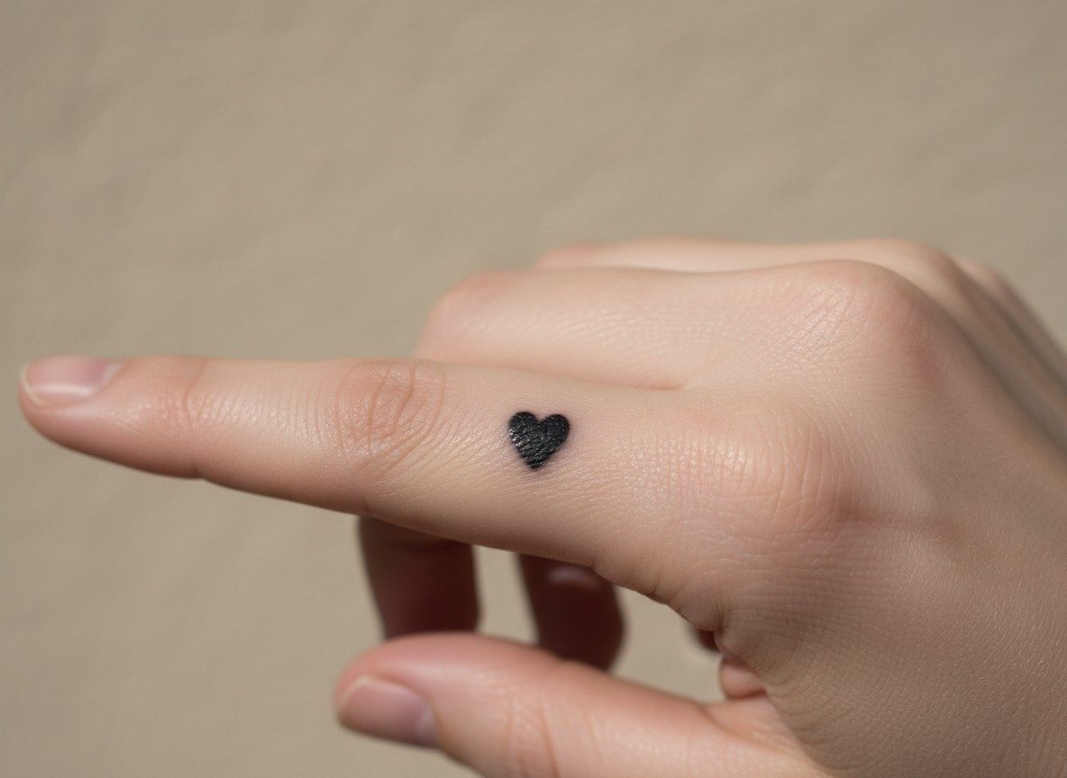 Finger tattoos for women: tiny heart on the side of the index finger