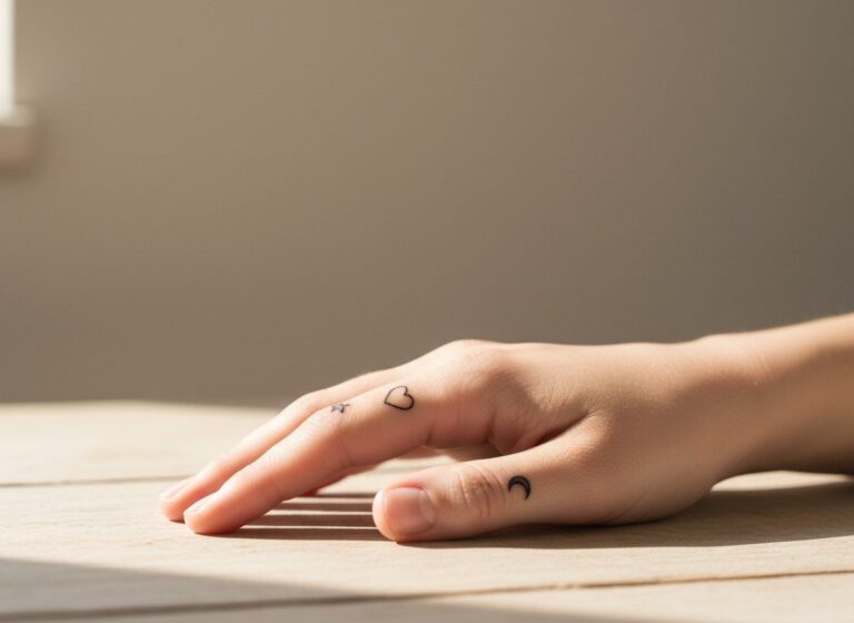 Finger tattoos for women: tiny symbols on the fingers