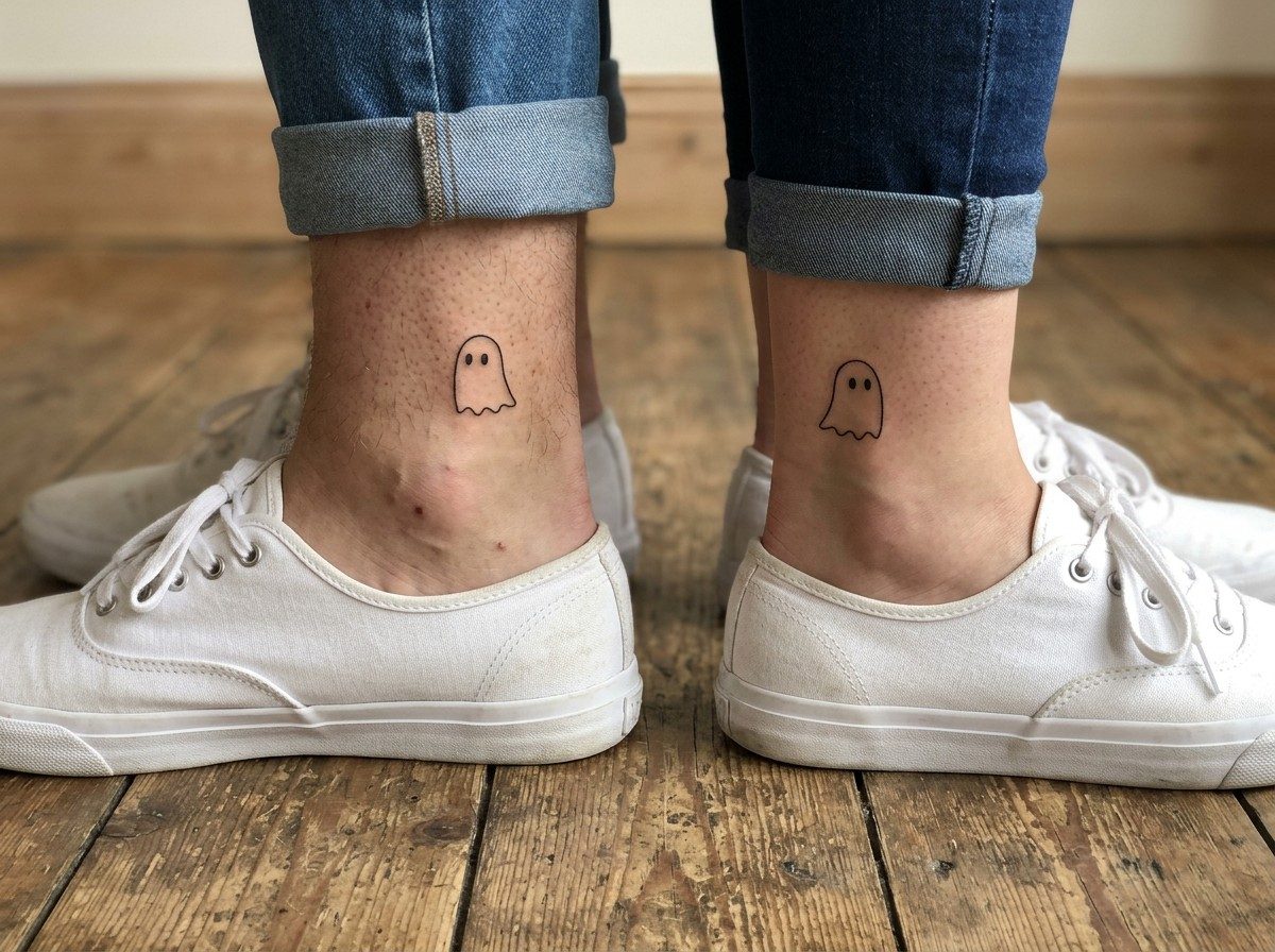 Ghost tattoo: matching ghosts on the inner wrists