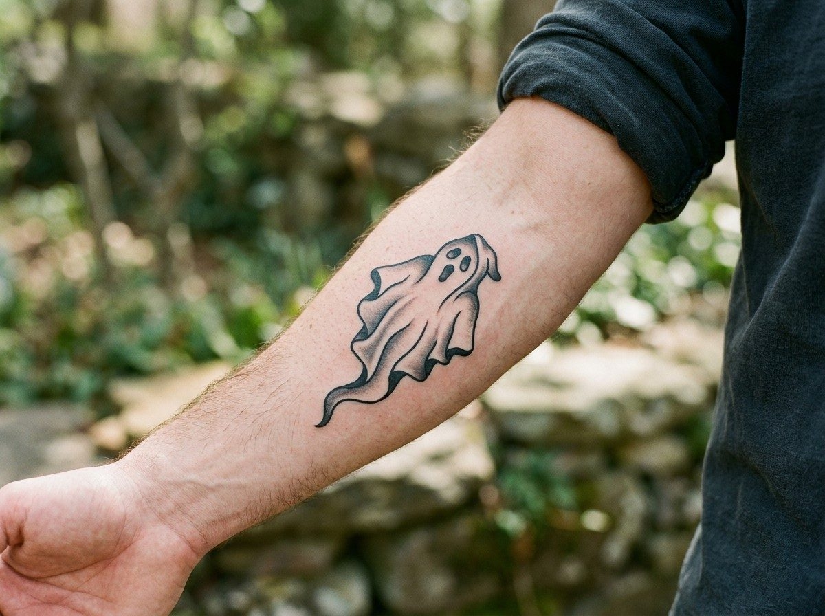 Ghost tattoo: traditional ghost on the forearm