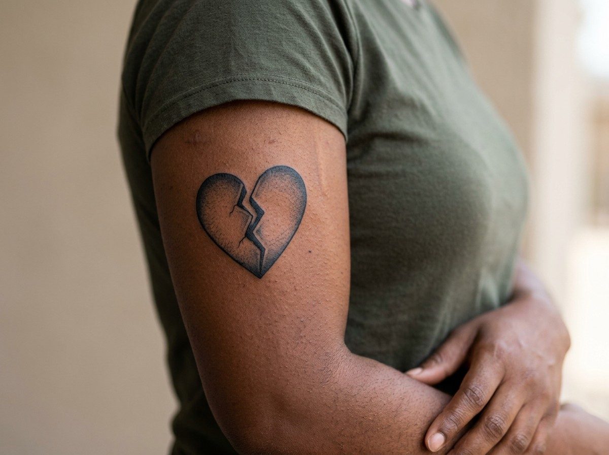 Heart tattoo: broken heart on the upper arm