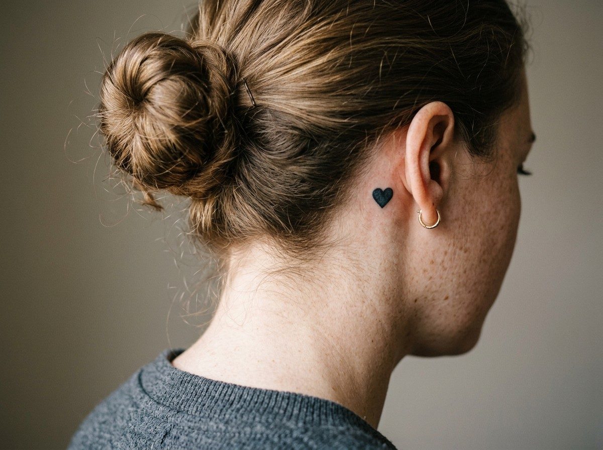 Heart tattoo: tiny heart behind the ear