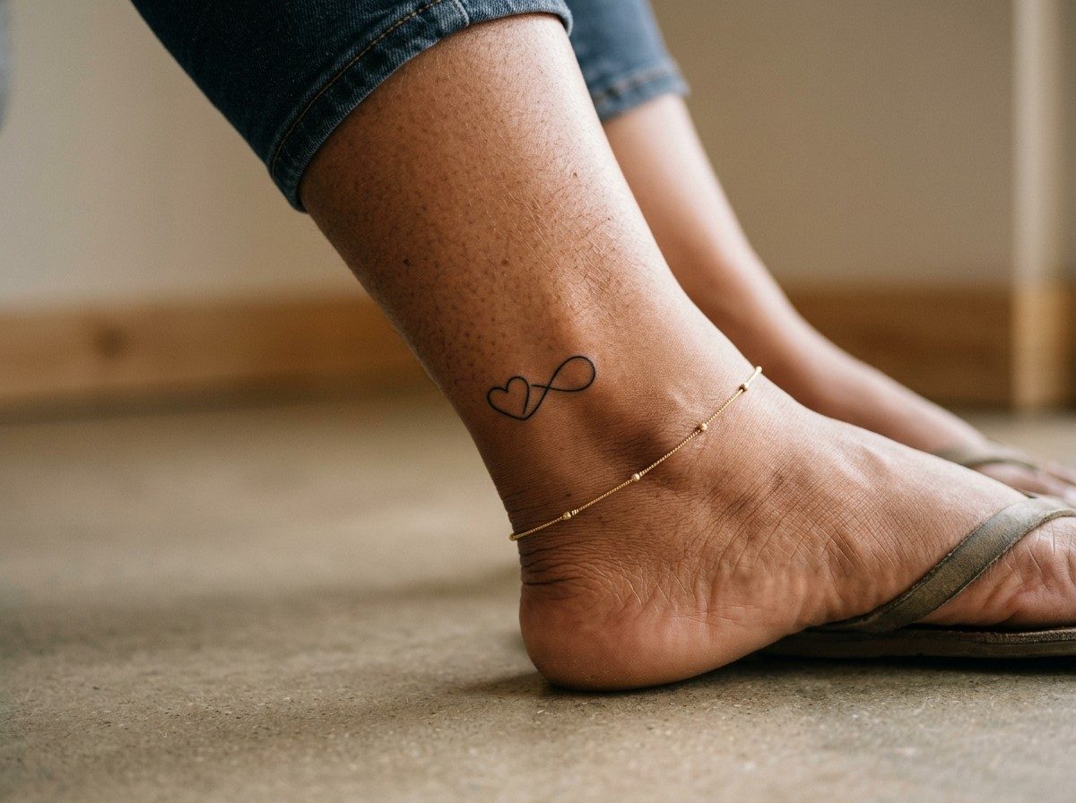 Heart tattoo: infinity heart on the ankle