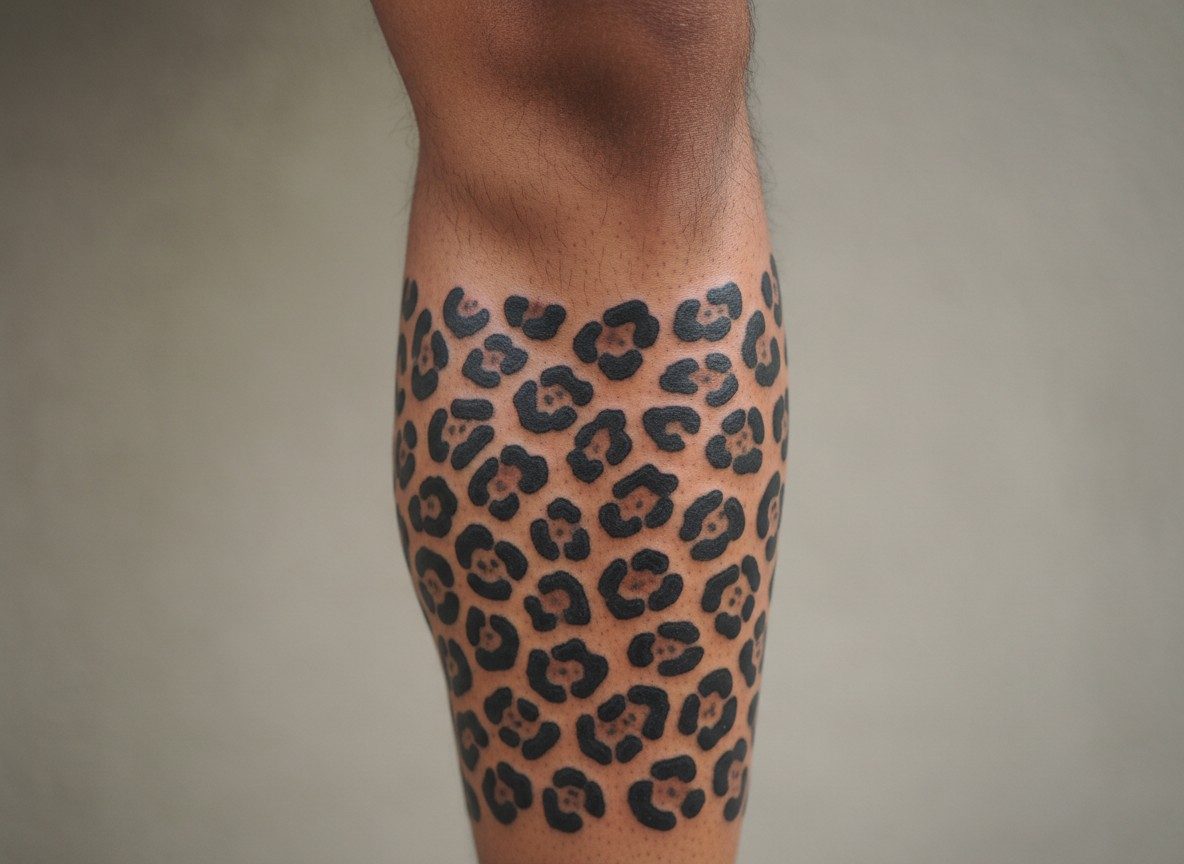 Jaguar tattoo: jaguar rosette pattern on the lower leg