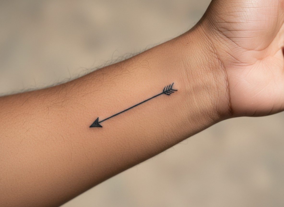 Minimalist tattoo: small arrow on the inner wrist