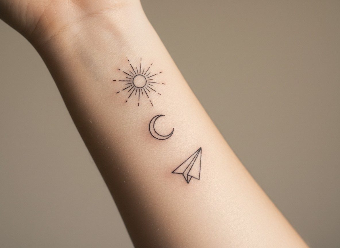 Minimalist tattoo ideas: tiny line tattoos on the inner forearm
