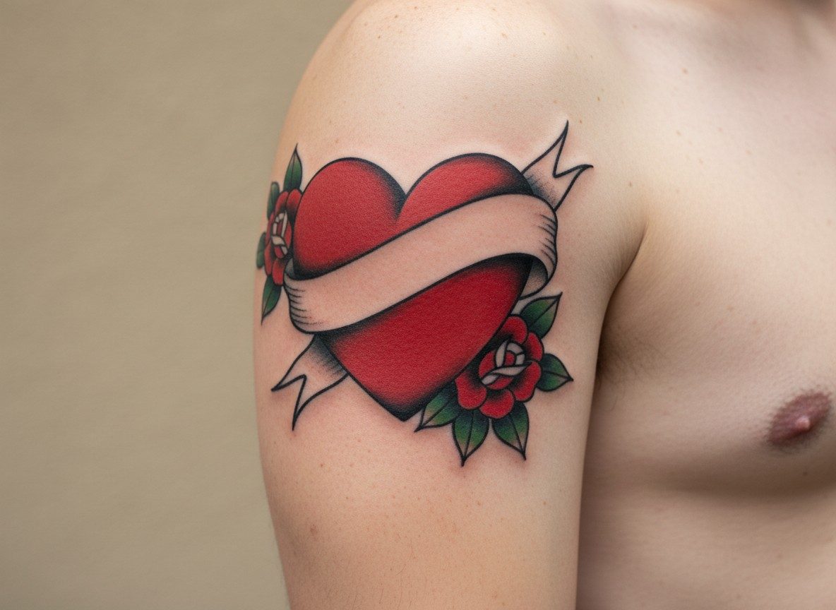 Mom tattoos: classic mom heart on the upper arm