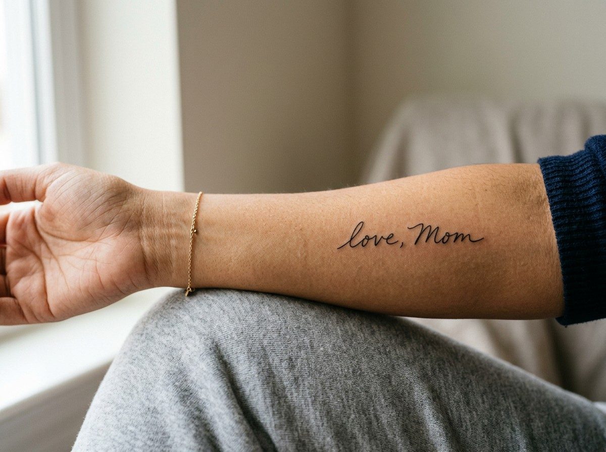 Name tattoo: name in handwriting on the forearm