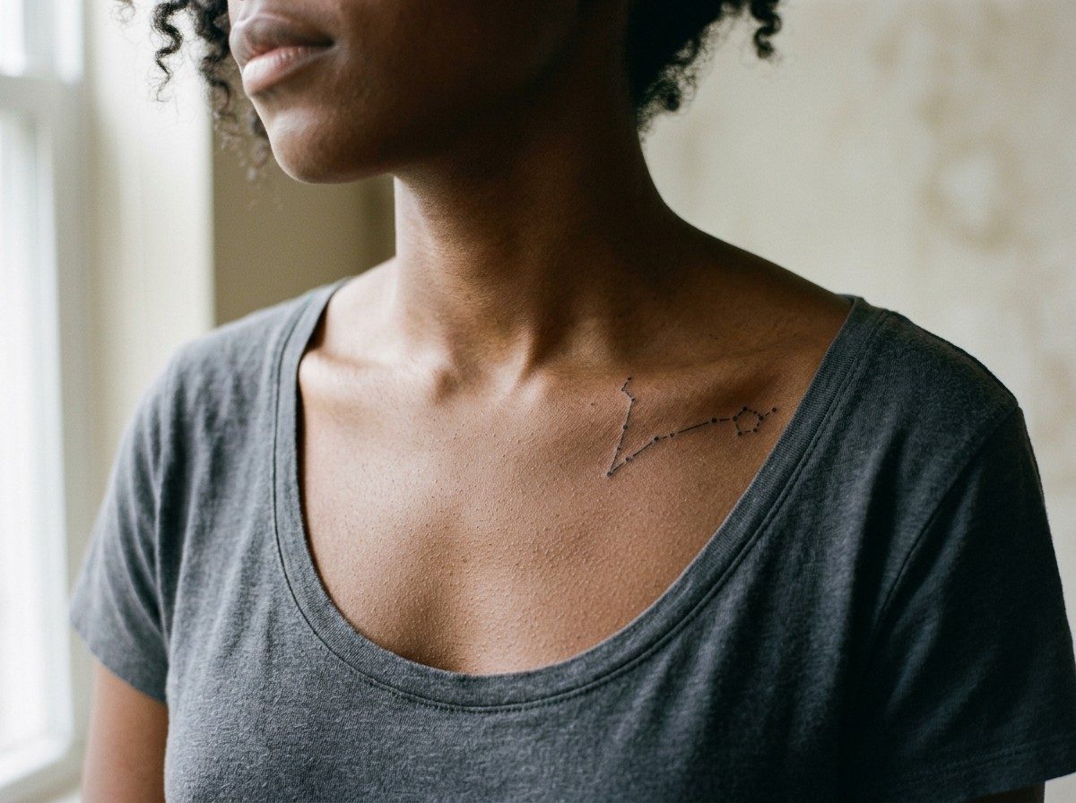Pisces tattoo: pisces constellation on the collarbone