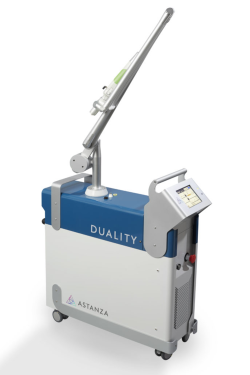 Tattoo removal laser workstation with an articulated arm and touch screen