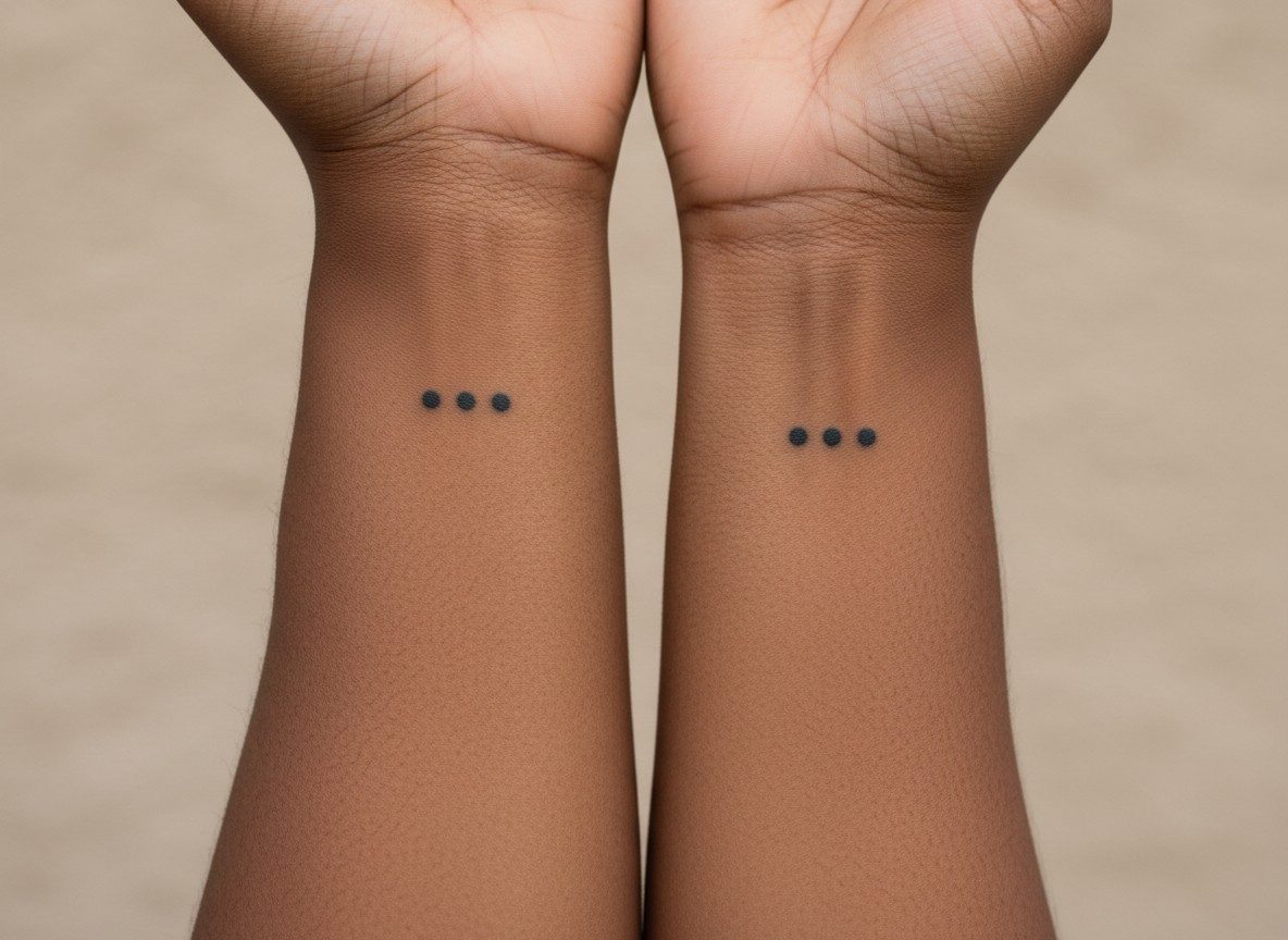 Sister tattoos: three dots for three sisters on the inner wrists side by side
