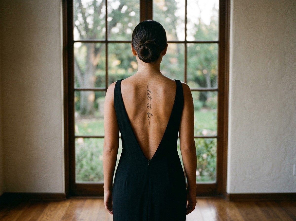 Spine tattoos for women: script quote on the spine