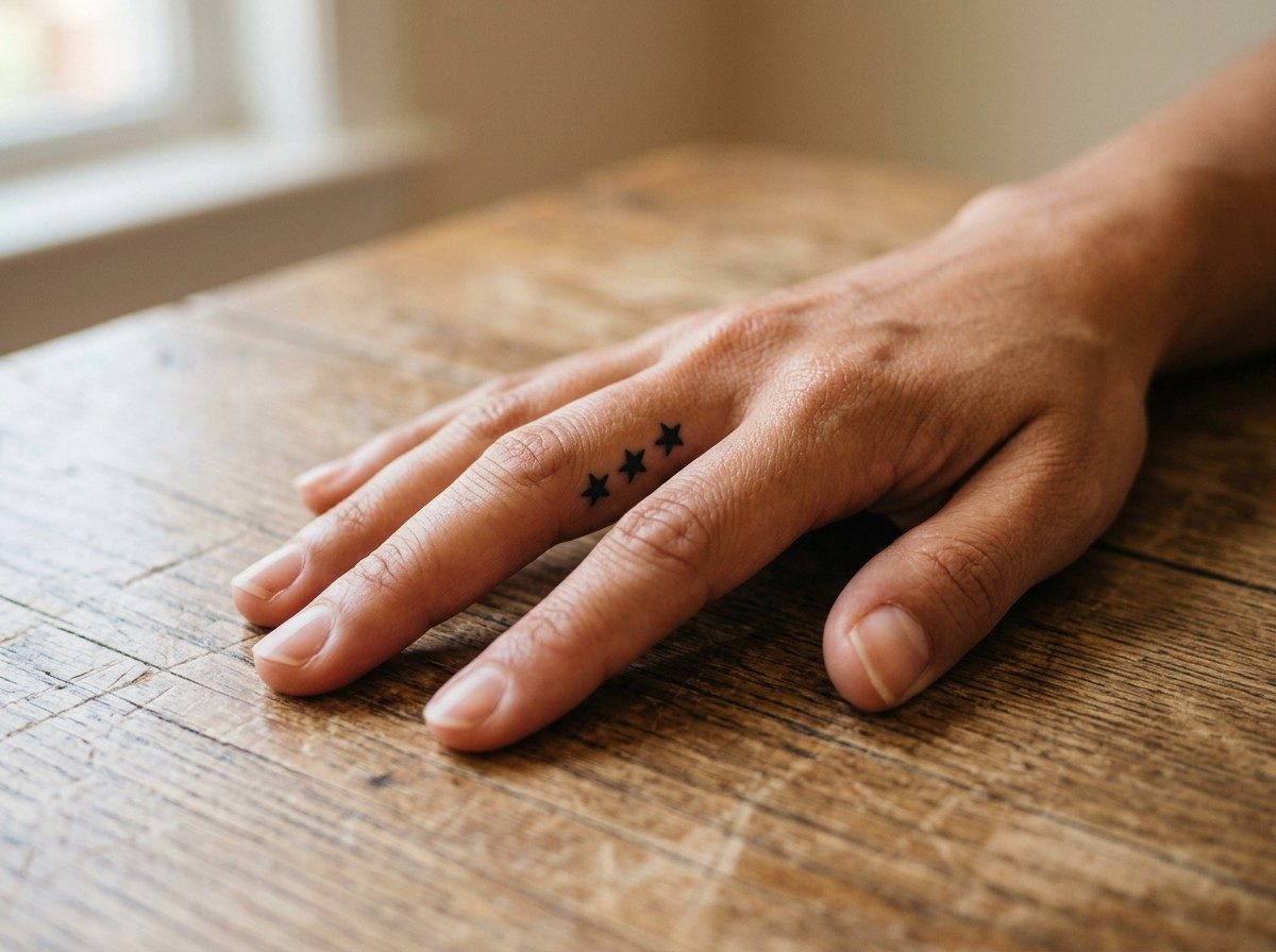 Star tattoo: starry finger on the side of the index finger