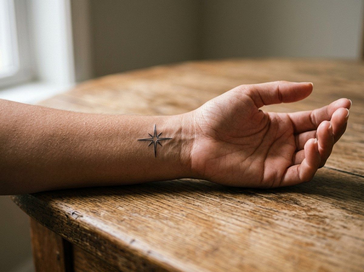 Star tattoo: north star on the inner wrist