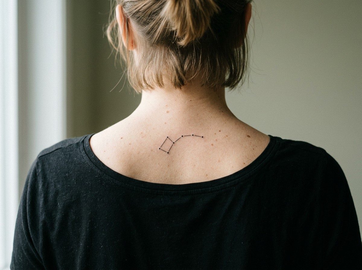 Star tattoo: star constellation on the upper back