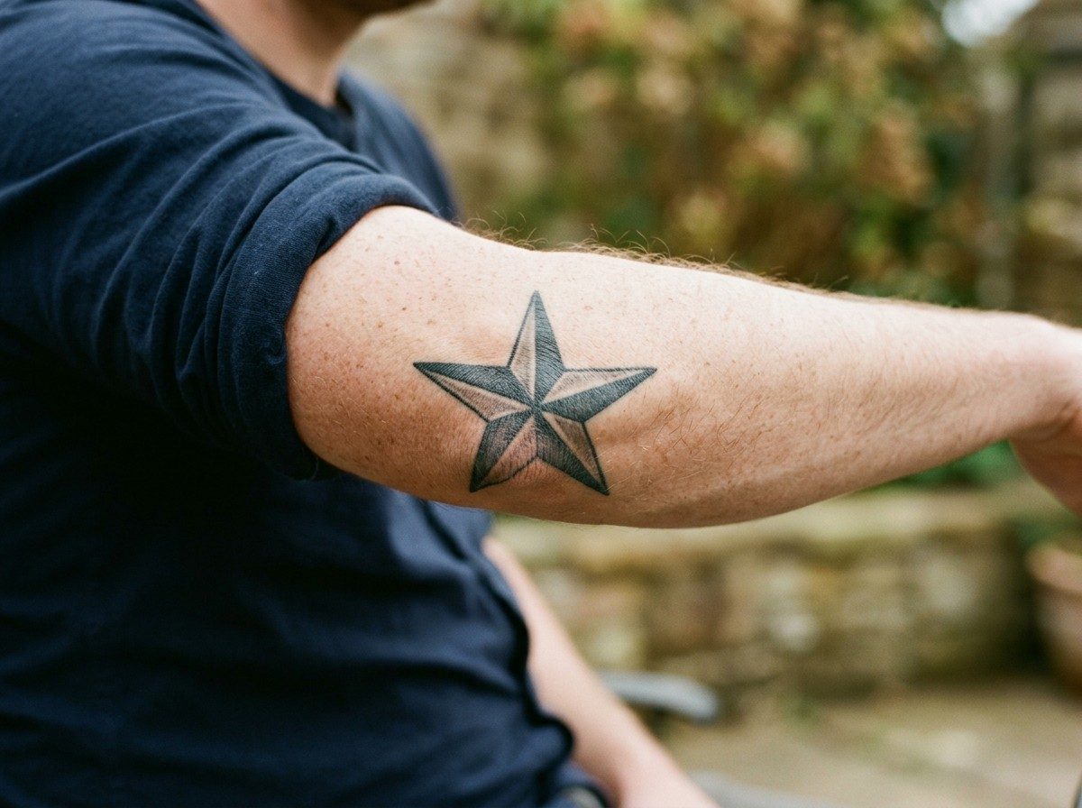 Star tattoo: stars on the elbow on the elbow