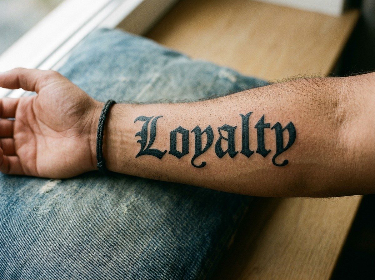 Tattoo fonts: old english blackletter on the forearm