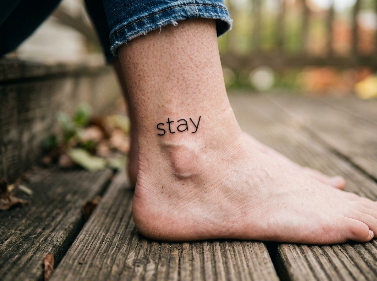 Tattoo fonts: minimal lowercase sans serif on the ankle