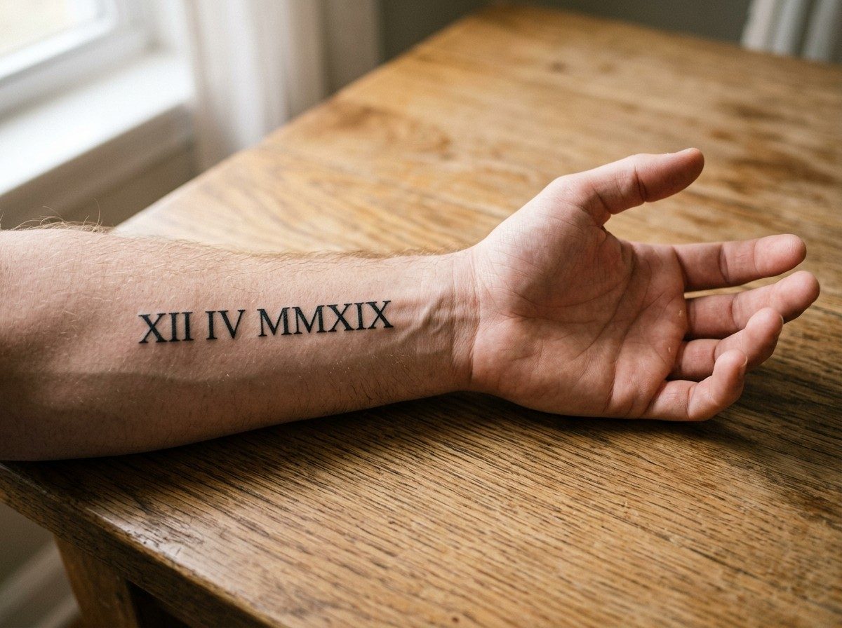 Tattoo fonts: roman numerals on the inner forearm