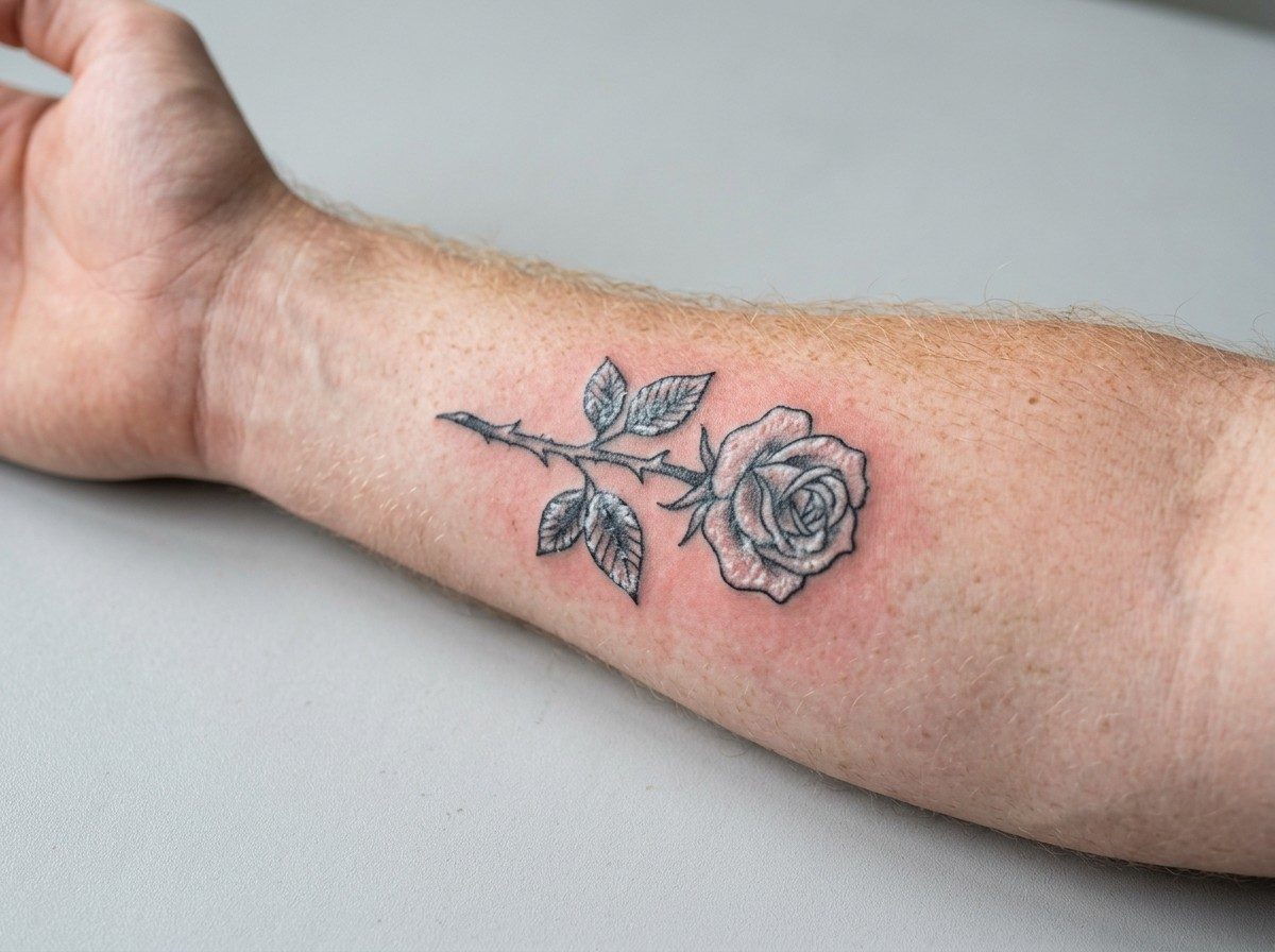 Tattoo removal: right after a session on the outer forearm
