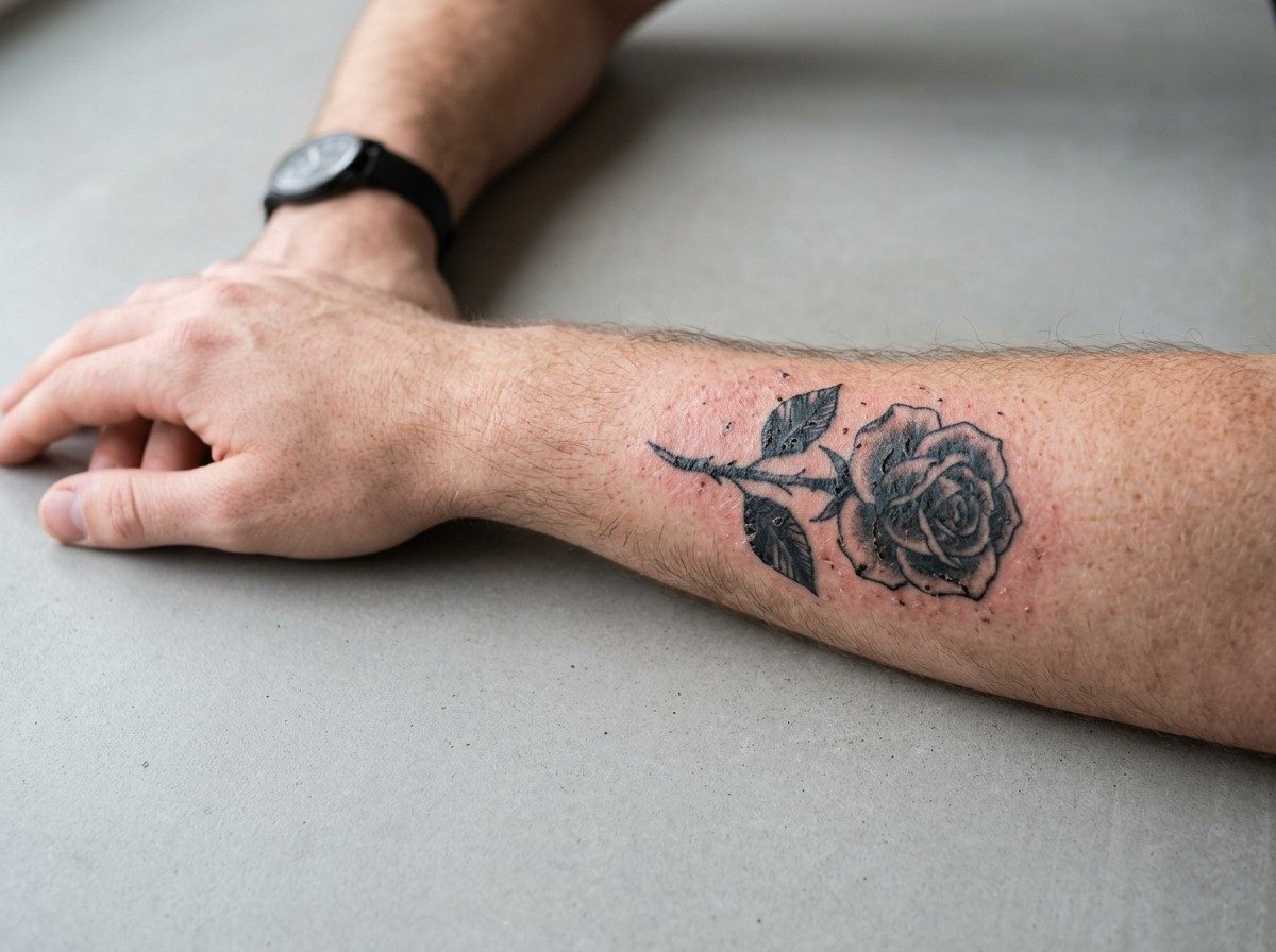 Tattoo removal: one week later on the outer forearm